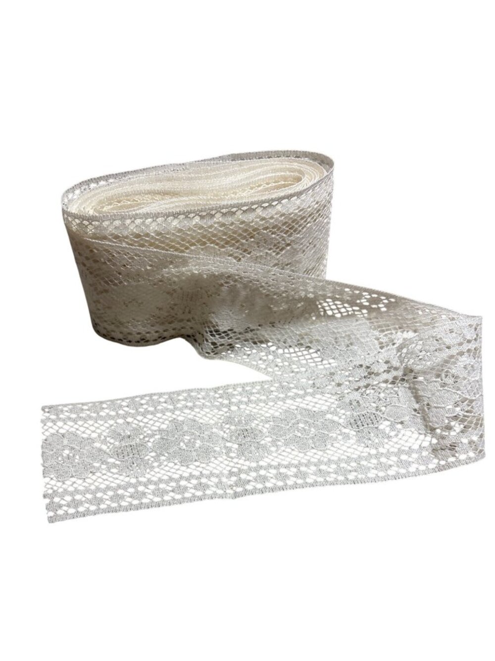 White Lace Trim 4.5 Yards Floral Pattern  2" Wide Crafting Sewing